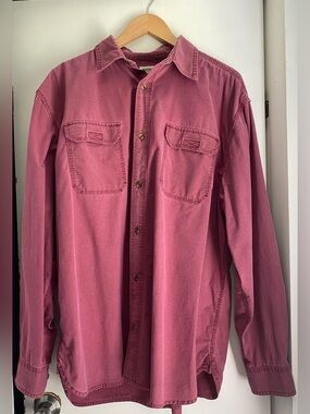 Magellan Sportswear Vintage Men's XL  Solid Cotton Woven LS Button-Up Pockets